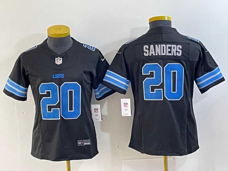 Women%27s Detroit Lions #20 Barry Sanders Black 2024 F.U.S.E. 2nd Alternate Vapor Limited Stitched Jersey->women nfl jersey->Women Jersey